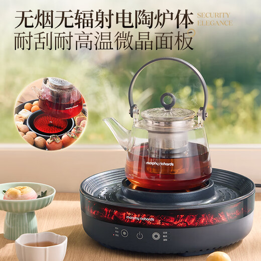 Mofei Electric Fireplace Tea Cooking Set Health Kettle Full Glass Kettle Tea Kettle Constant Temperature Kettle Tea Cooking Equipment Tea Stove Electric Tea Stove Electric Ceramic Stove MR6096-Space Gray 0.8L