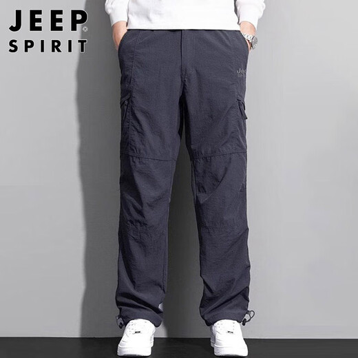 JEEP SPIRIT Jeep Casual Pants Men's Autumn and Winter Straight Pants Men's Multi-Pocket Workwear Men's Pants Dark Gray 2XL