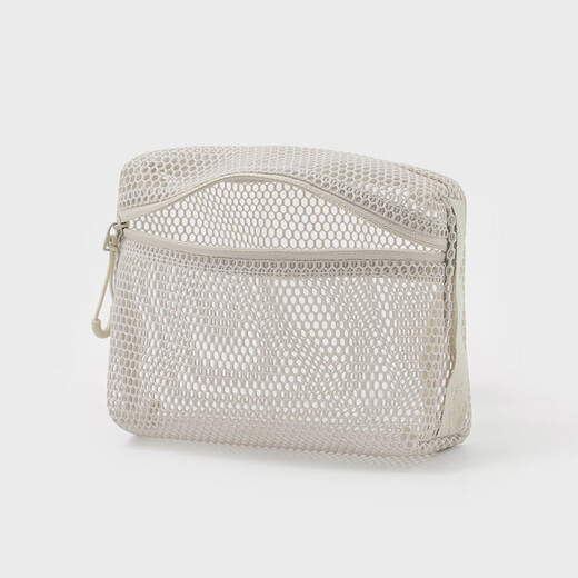 MUJI recycled polyester fiber three-dimensional mesh bag storage bag home travel toiletry bag beige/S/length 16*width 11*height 5cm