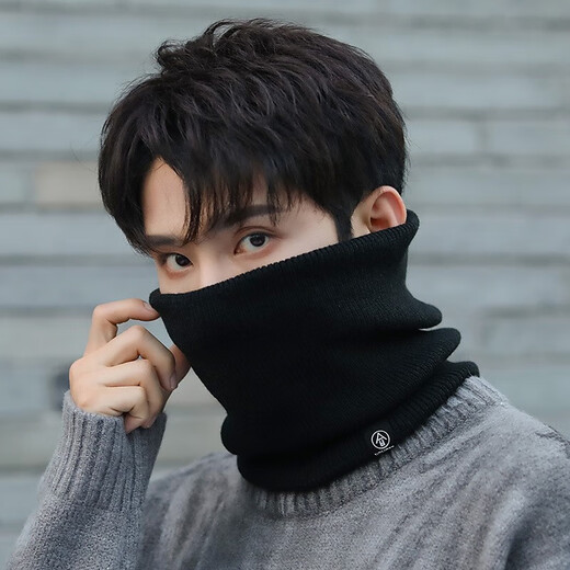 Pengjing Outdoor Winter Men's Warm Neck Warm Women's Velvet Thickened Cold Mask Cycling Windproof Face Protection Neck Scarf Knitted Thickened Neck Warm Black