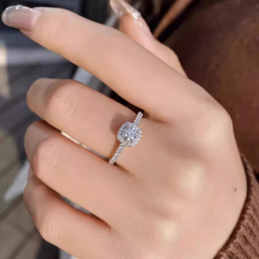 I Do platinum PT950 diamond ring for women classic square package 1 carat cultivated diamond proposal engagement wedding ring for girlfriend classic square package 1 carat diamond size 10