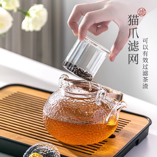 
Jinpan glass teapot tea making household high-temperature electric pottery stove tea making machine kettle beam lifting pot health tea set beam lifting pot [glass inner liner without base] 700ml