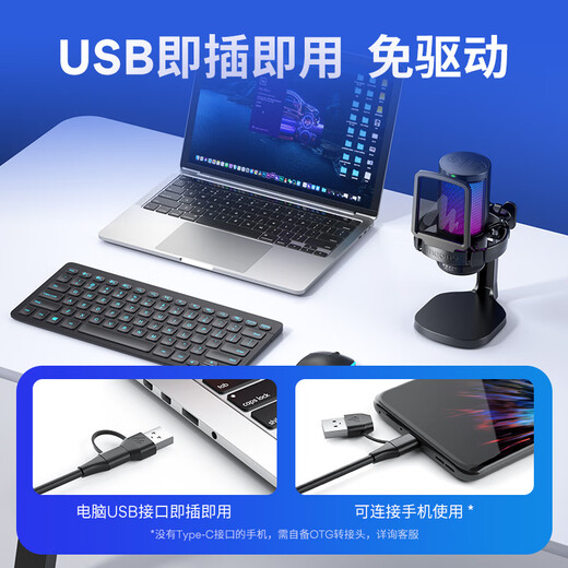 闪克（Sudotack）游戏麦克风电脑电竞直播降噪收音麦手机录音K歌有线话筒闪客DM20