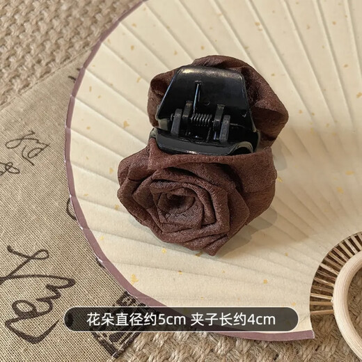 Dry Rose High Ponytail Clip Temperament and High-end Hair Clip for Women 2024 New Back of Head Shark Clip Dry Rose Milk Tea Color One