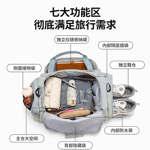 Tangshi large-capacity short-distance travel bag 2025 new dry and wet separation swimming sports fitness bag luggage bag storage bag for women