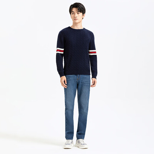 Langdeng Men's Cardigan 2024 Осень и зима Новая повседневная универсальная круглая шея теплый вязаный свитер Mened Grey XL (180/96A)