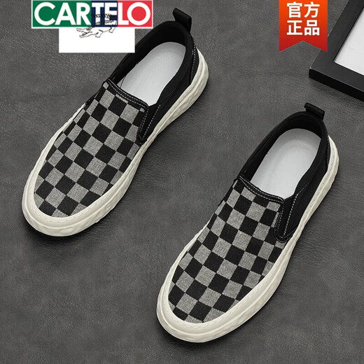 
CARTELO canvas shoes men's board shoes breathable lazy shoes men's shoes summer trendy shoes beans shoes casual cloth shoes loafers 9227 gray black 39