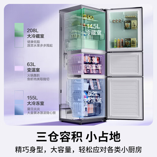松下（Panasonic）【国家补贴20%】Xtra蔓越莓300升家用小型冰箱三开门超薄无霜自动制冰【一级能效】NR-XC30A2A-S