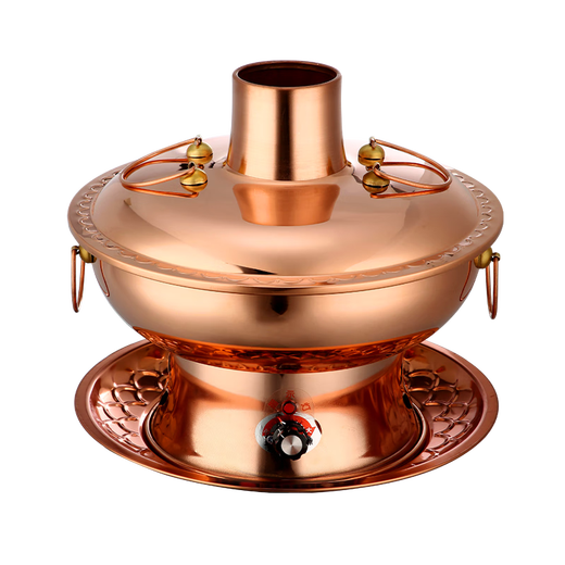 Cui Laoye copper hot pot carbon and electric dual-purpose old-fashioned Beijing copper hot pot pure copper pot charcoal plug-in household Yuanyang pot hot pot pot high and low grade ~ clear soup pot about 6 people 32cm