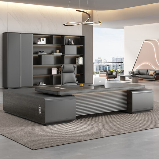 Chengyu boss desk office desk simple modern light luxury leadership office desk and chair combination president executive desk 2.2m double side cabinet + 2.4m background cabinet + boss chair