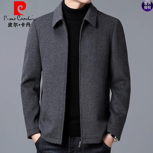 Pierre Cardin Wolle Wollmantel Herrener Herbst- und Winterkleidung verdickte die Mitte der Herrenjacke im mittleren Alter mit mittleren Alter 99652 Schwarz (abnehmbar Down-Liner) 175/l