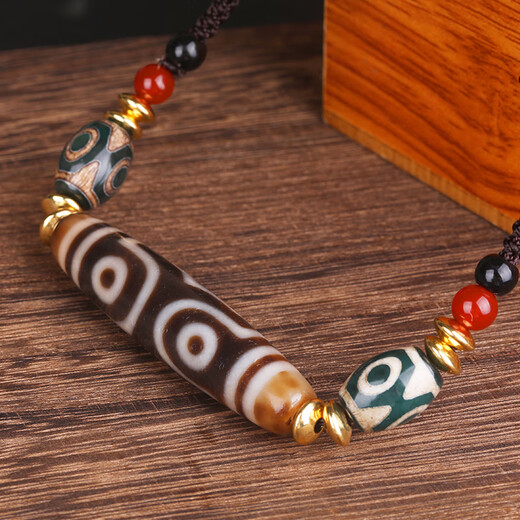 Yanyun jewelry boutique wealth three-eyed old dzi bead pendant necklace chalcedony agate amulet pendant crystal agate men and women