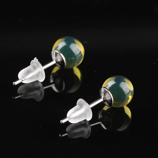 MUJUE Blue Amber Earrings, Amber Earrings, Beeswax Earrings, Women's Versatile Birthday Gift, Silver-Inlaid Earrings, 925 Silver for Girlfriend, Pair of Earrings