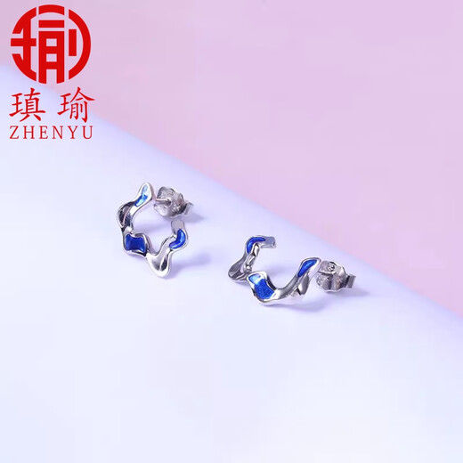 Aiyu Pt950 platinum earrings with enamel platinum moment series earrings for your girlfriend