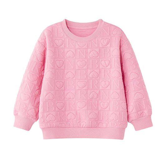 ASK JUNIOR Girls Sweatshirt 2025 Autumn Middle and Large Children Fashion Love Letter Print Sweatshirt Pink 160