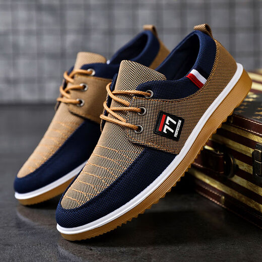 Bisi sheep canvas shoes for men's lightweight beef tendon sole breathable non-slip work shoes for men's wear-resistant and dirty work site work thick-soled shoes W878 yellow 39