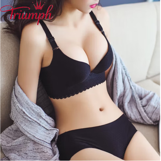 Triumph New Women's Underwear Women's Wireless Small Bra Gathering Secondary Breast Adjustment Elegant 2025 Burgundy (Set + Exquisite Packaging) 85B=38B