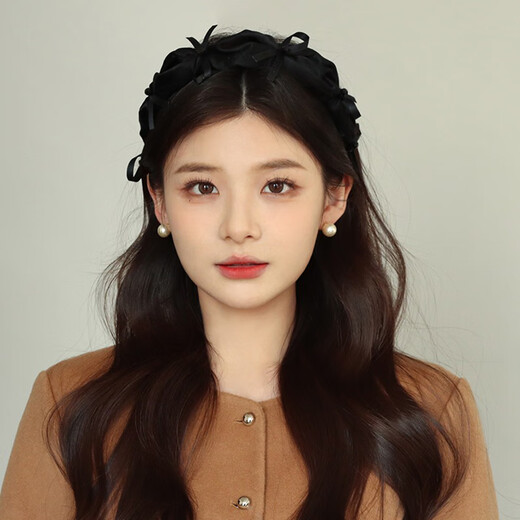 Kamalun (KAMALUN) black bow headband women's fashion niche headband high head pressure hairpin high-end princess style hair accessories black headband + brand gift box
