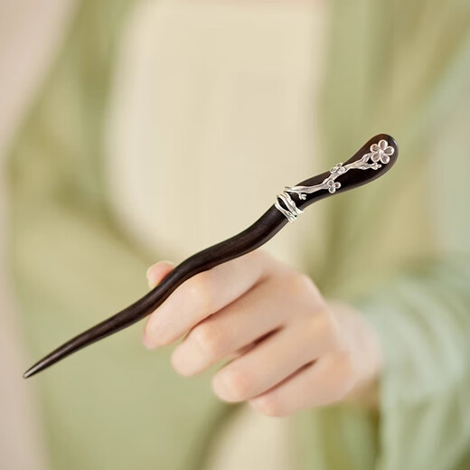 Shaofan Yimei Sandalwood Silver Hairpin Girls Daily Hairpin Hanfu Cheongsam Horse Face Skirt Accessories Headdress Birthday Gift Yimei Sandalwood Silver Hairpin