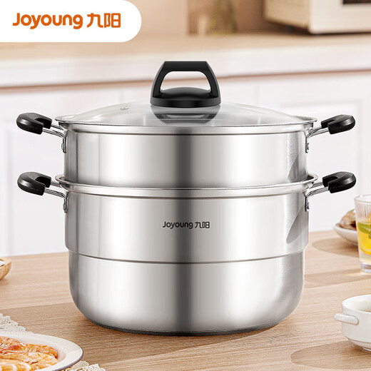 Joyoung Steamer 304 stainless steel household steamer thickened double layer large capacity soup pot steamed buns large steamer steamed bun pot 30CM double layer - ZGB3002 2 layers 30cm