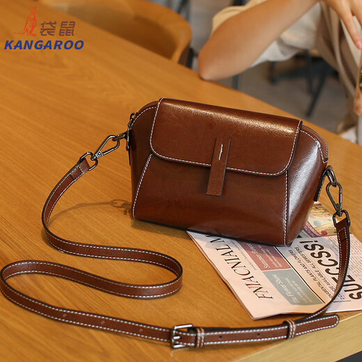 
Kangaroo (KANGAROO) leather small square bag 2025 new niche and versatile fashionable shoulder bag fashionable simple casual cowhide crossbody women's bag pearl white