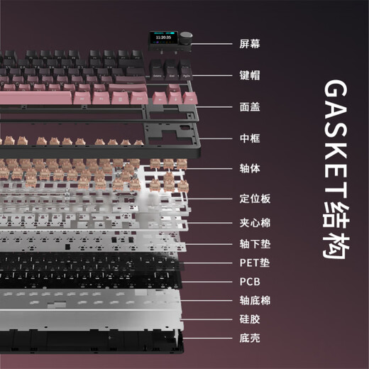 AJAZZ AK870PLUS Structure du joint de clavier mécanique personnalisé à trois modes Structure de clavier à cinq couches Full Key Swap RGB Position de lumière inférieure E-Sports Game HJ13A [trois modes] Filor