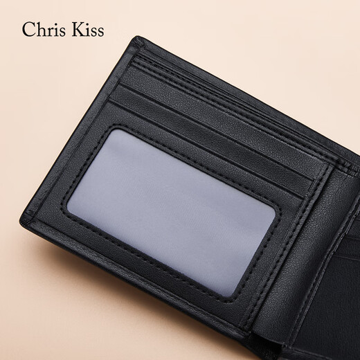 CHRIS KISS男士钱包男短款真皮多卡位头层牛皮钱夹送男友老公生日礼物礼盒装 专柜礼盒 免费打印一张照片哟
