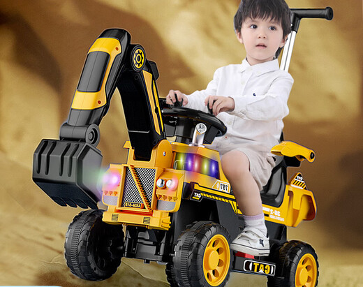 Hapi young excavator children can sit toy car boy remote control electric excavator large large engineering car [remote control electric + sliding] yellow + electric excavator single drive