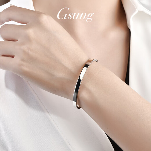 GsunG platinum bracelet for men PT950 fashionable simple glossy bracelet platinum bracelet for women invisible buckle oval chaise bracelet PT950 bracelet 12 grams or so reservation