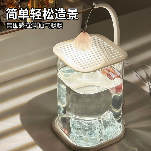 Glass small fish tank, thickened ice crystal tabletop ornaments, ornamental atmosphere lamp, creative tank, ecological fighting fish tank, pearl crushed diamond landscape tank, high-definition ecological fish tank landscaping set, luxury style, ice blue glass landscape package