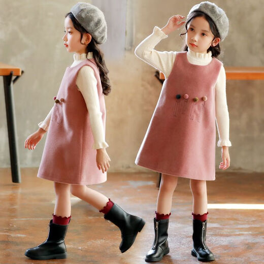 Disney (Disney) Girls Dress Autumn and Winter 2025 New Children's Clothing Korean Style Little Girl Skirt Children's College Style Vest Skirt Trendy Pink 110