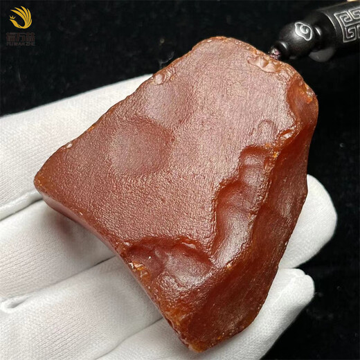 Fuwanzhe natural beeswax authentic raw stone handle pendant red leather amber full leather pendant 35.5g