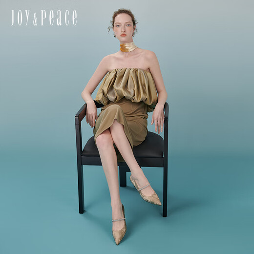 
Joy/peace Dong Jie's same Olive Martini 25 Spring New Chinese Cowhide Light Mouth Mary Jane Single Shoes 12603AQ5 Apricot Color 37