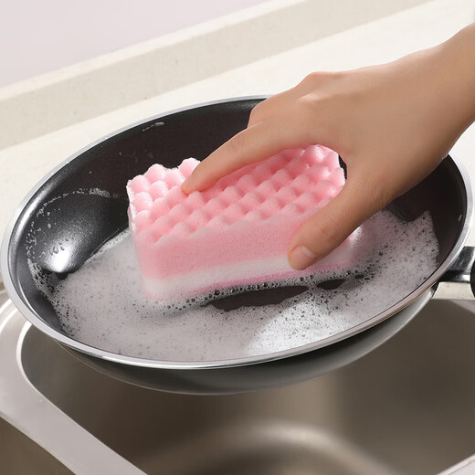 Meliya sponge scouring pad multi-purpose absorbent dishcloth kitchen cleaning decontamination strong oil-absorbent cleaning rag corrugated sponge scouring pad 2 pieces