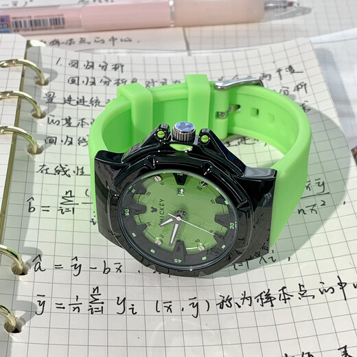Disney庄庄皇上12124迪士尼手表女学生初中生防水夜光大表盘2024新款 酷黑白