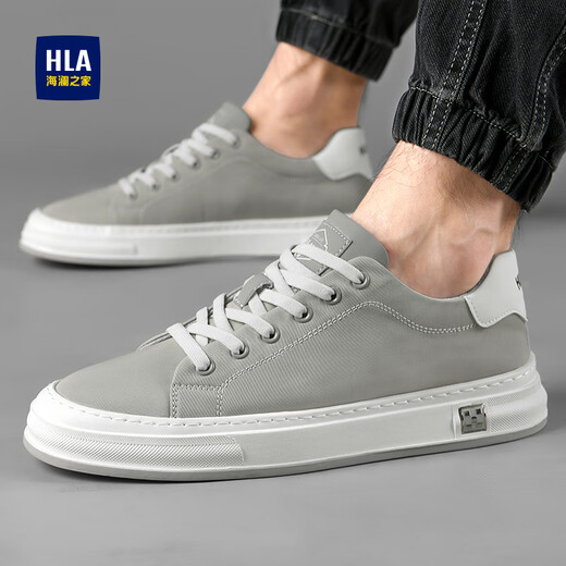 HaiLan Home HLA men's shoes spring new canvas shoes versatile men's casual shoes low top breathable shoes men's soft sole comfortable shoes men's gray 40 (sports size)