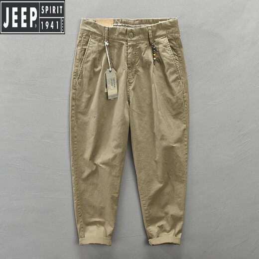 
Jeep (JEEP) light luxury trendy casual pants for men's spring and autumn Japanese retro work clothes cropped pants pure cotton loose tapered harem pants gray 32