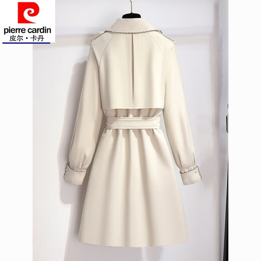 皮尔卡丹（pierre cardin）23年新款风衣外套女春秋中长款年新款今年流行的感秋季米白色 0704#杏色西装外套  L 建议【100-115斤】