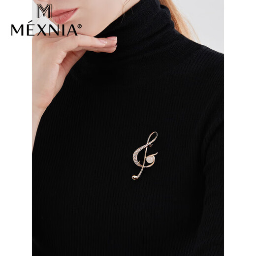 MEXNIA luxury high-end brand high-end jewelry note brooch women's exquisite niche design advanced suit sweater accessories gold