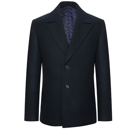 Annonce Bird Mabel Men's Winter Men's Business Fashion Twill Couleur pure Exquise Laine courte grande revers Coat Men Men's Twilight Blue 48 (175/96)