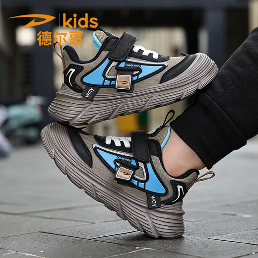 
Delhui children's sneakers for men's middle school children's autumn and winter 2024 leather face waterproof lightweight soft sole running shoes for women D6636 blue [leather face] 28 inner length 17.8/foot 16.8