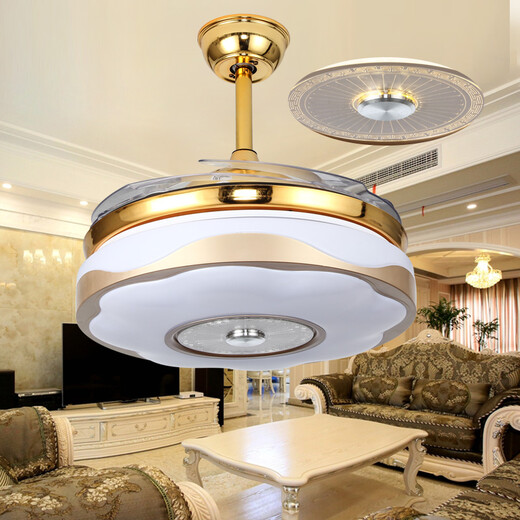 Des lumières de ventilateur invisibles Dengbao, des lumières de ventilateur électrique, du lustre à manger, du salon, de la salle à manger, de la chambre, de la maison de ventilateur moderne simple 9922 42 pouces + télécommande + 36 Changement de lumière en trois couleurs