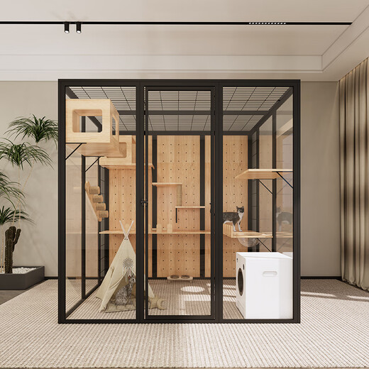Panoramic cat villa cat house household cat cage large indoor cat villa cat cabinet luxury glass cat room customization length 126 depth 80 height 183 including home installation
