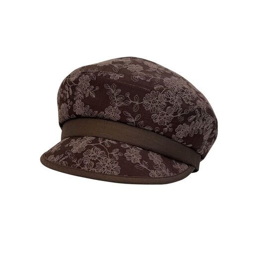 Lanshiyu (LANSHIYU) beret autumn and winter new hat for women retro embroidered peaked cap to modify the face beret versatile octagonal hat for women dark coffee color M 52-58CM adjustable