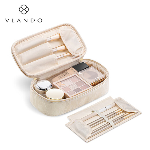 VLANDO Small Cosmetic Rangement Sac portable portable pour femmes à la main pour la main-d'œuvre, arcs de toilette de voyage.