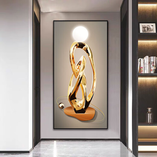 CLCEY Decorative Paintings Entrance Hallway and corridor abstract hanging paintings stairwell vertical modern murals Time to run C6169 Tempered crystal porcelain painting 100*200 piano black
