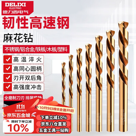DELIXI ELECTRIC high hardness twist drill bit stainless steel alloy steel toughness high speed steel drilling DLX-042 4.0mm