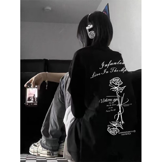 7 high-end short-sleeved T-shirts for men in summer new American heavyweight loose round neck base couple five-point half-sleeved top for men MCWP-SC59 white XL
