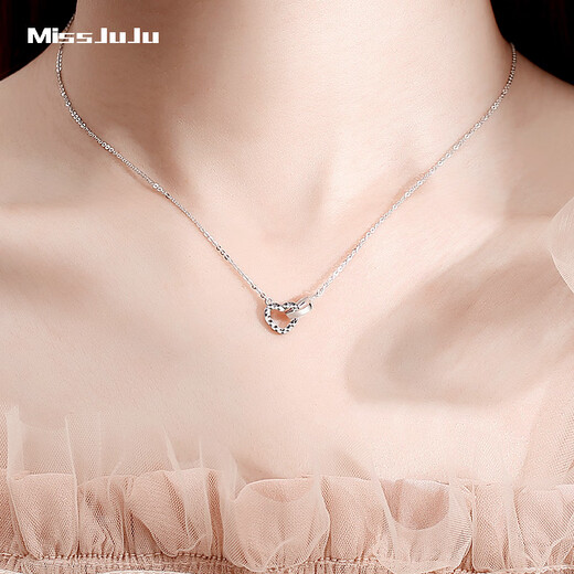 Miss JuJu pt950 pure platinum heart-linked necklace for women, fashionable platinum chain gift for wife, weight 4.1-4.3g, length 43+2cm