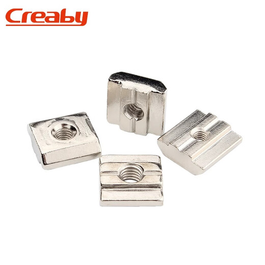 Creaby European standard aluminum profile accessories slider nut T-type nut 20/30/40/45 type national standard square nut nickel-plated European standard type 20 M5 (10 pieces)